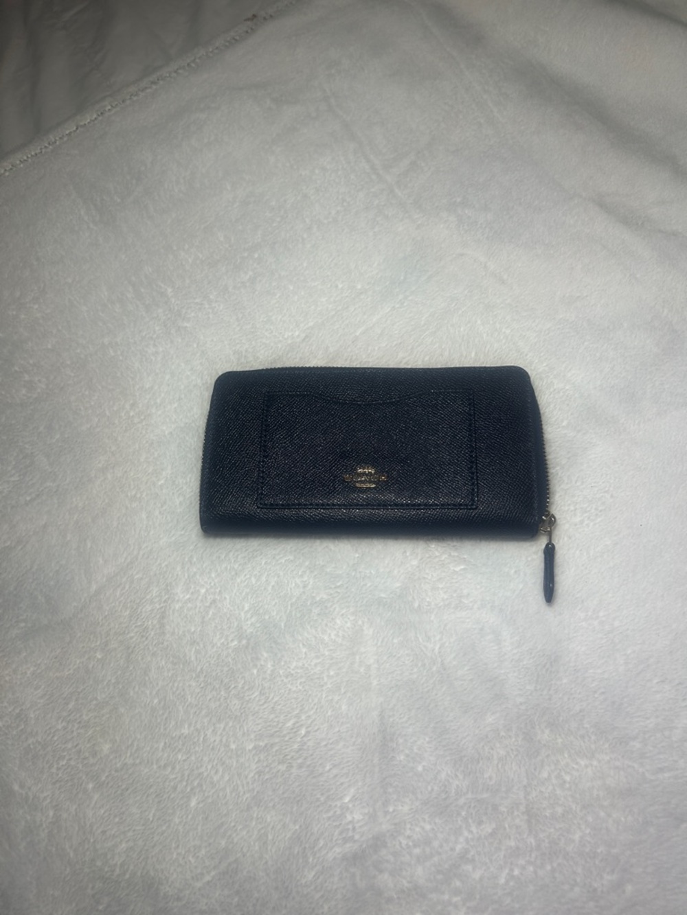 Coach Navy Blue Zip-Around Leather Wallet